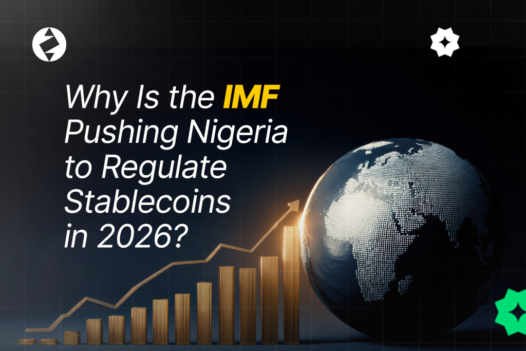 Nigeria naira currency and USDT stablecoin symbol on a digital background representing IMF regulation warning 2026