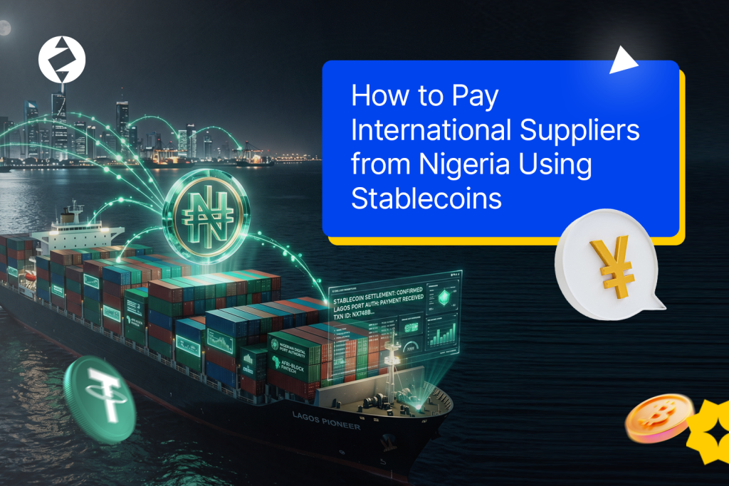 business owner making a stablecoin payment to an international supplier